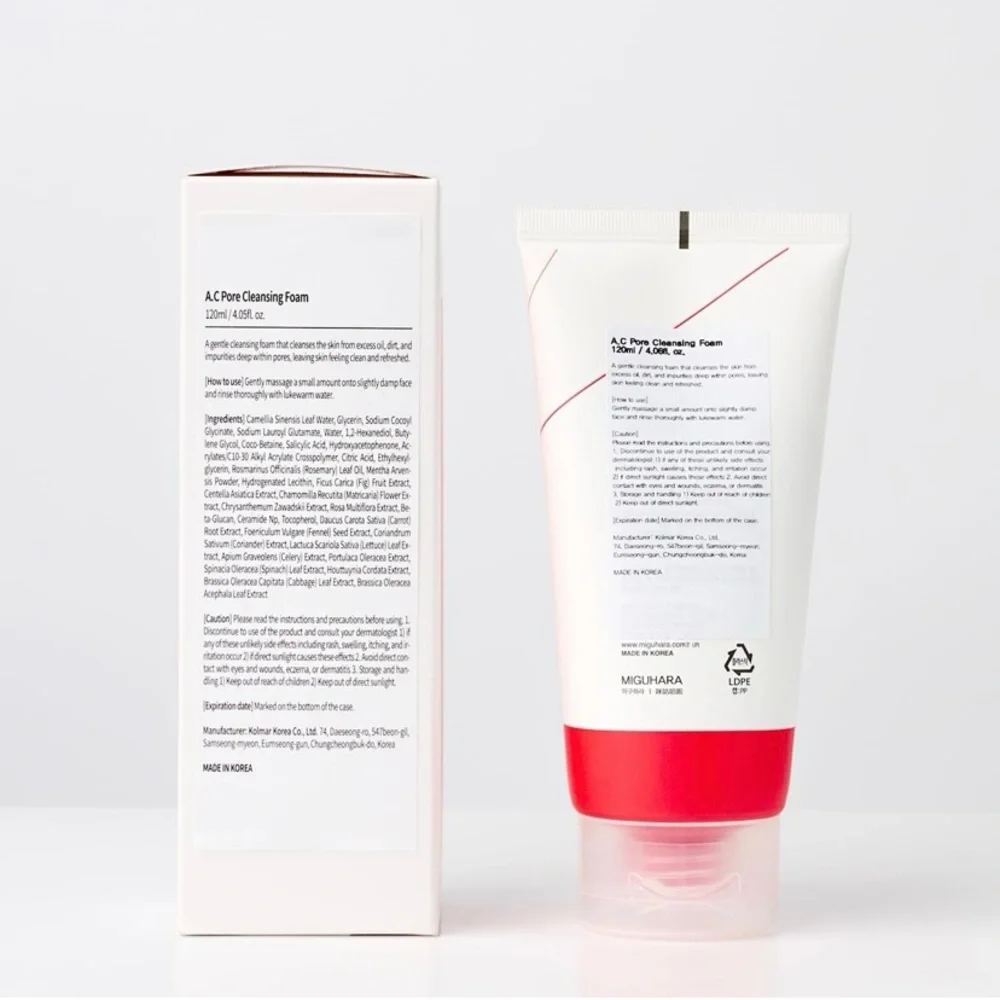 AC Pore‎ Cleansing Foam Korean Skincare Face Wash 120 ml (4.05 oz) MIGUHARA